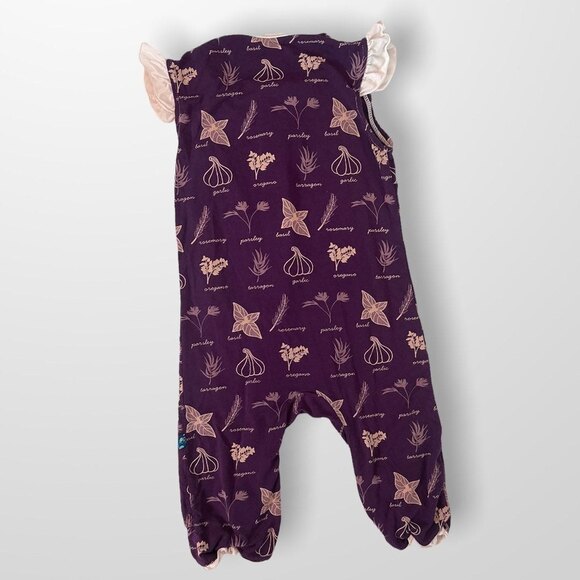 Kickee Pants Bamboo Plum & Cream Vegetable Herbs Romper 18-24 Months - Picture 2 of 5